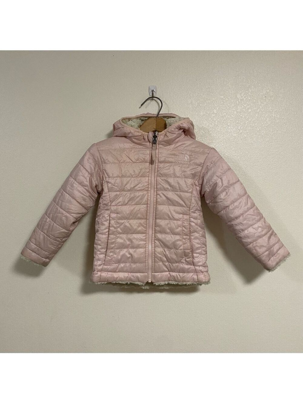 The North Face Jacket Toddler Size 4T Pink Quilted Hooded Reversible Jacket